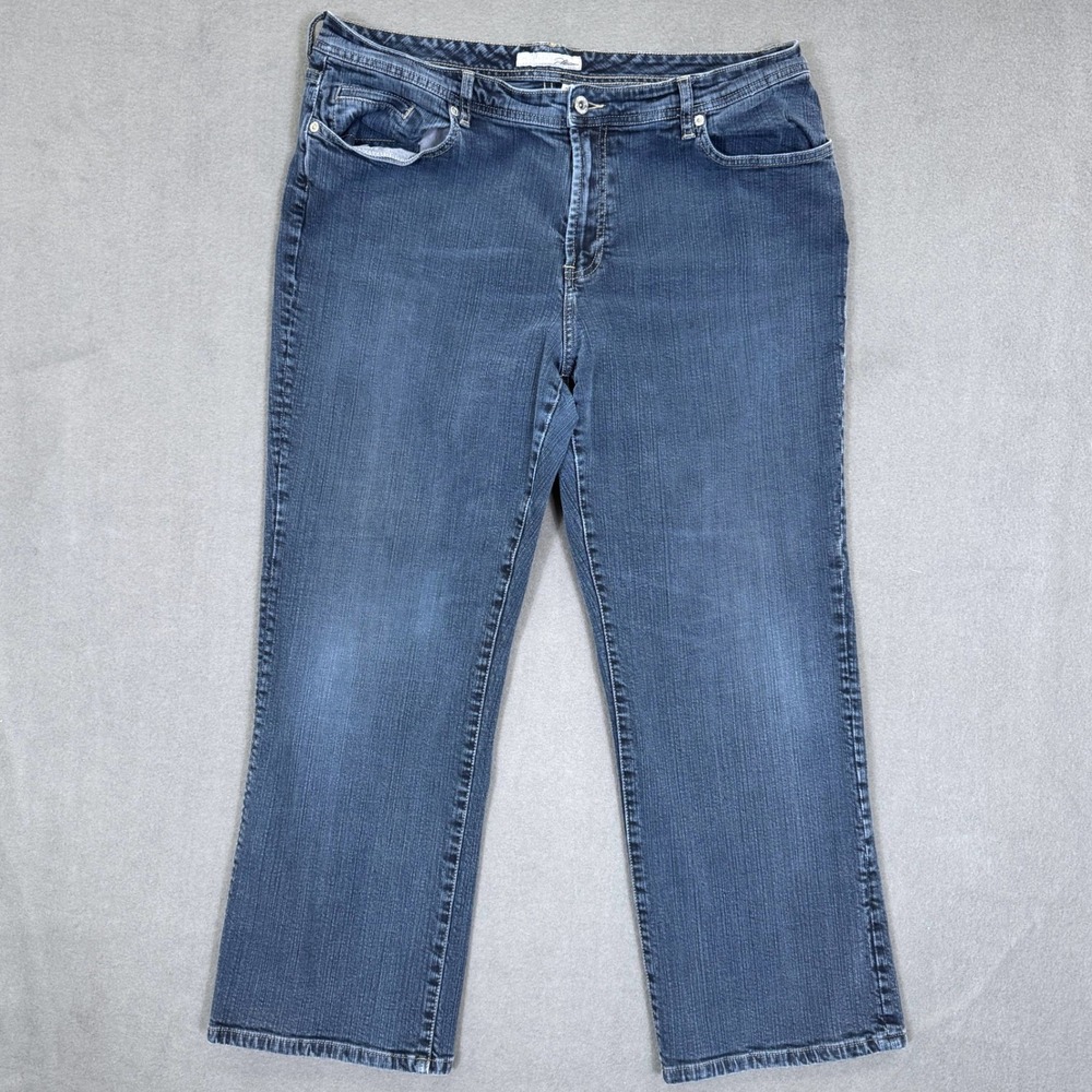 Chico's Platinum Jeans Women 3.5 Short Blue Straight Leg Stretch Denim Casual